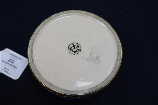 A Sevres Paul Milet period blue ground ormolu mounted ink well diameter 12cm
